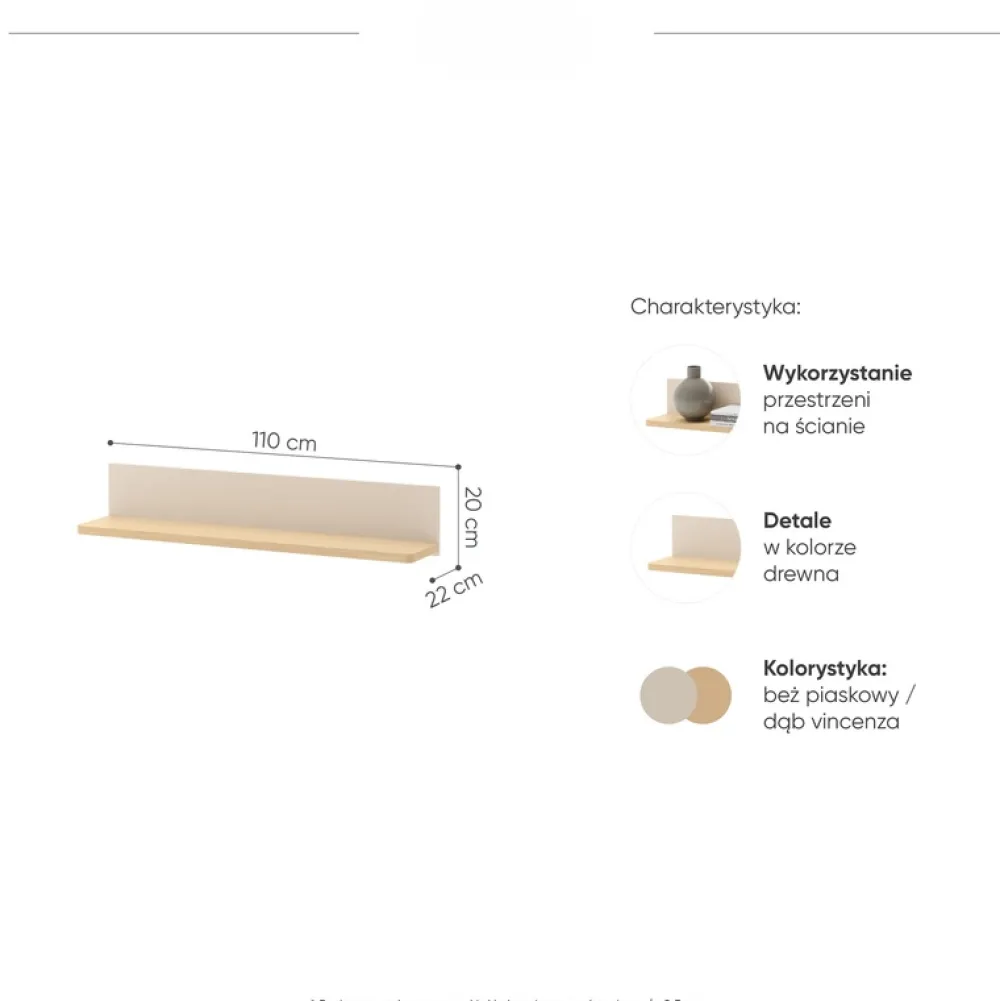 Półki>lenart. Półka na książki 110 cm do pokoju młodzieżowego STORY