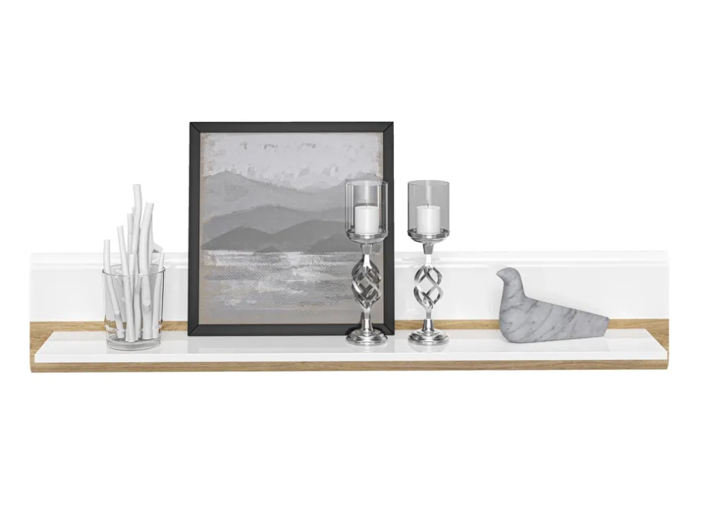 Półki>ML Meble Półka na książki do salonu 134 cm ADAGIO biały połysk