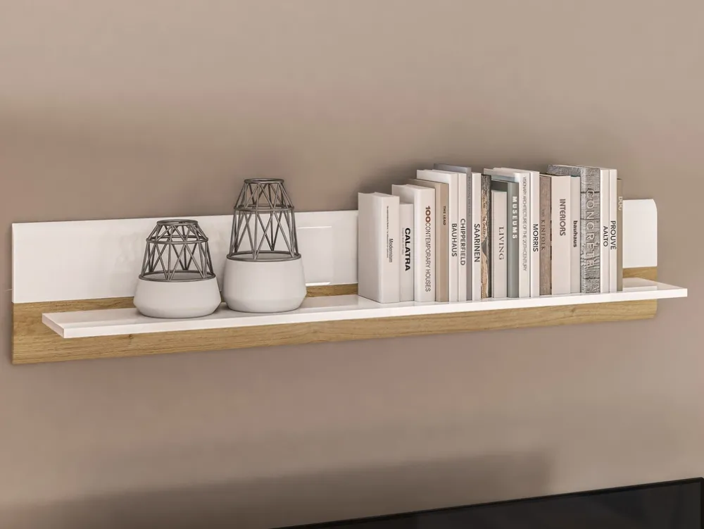 Półki>ML Meble Półka na książki do salonu 134 cm ADAGIO biały połysk