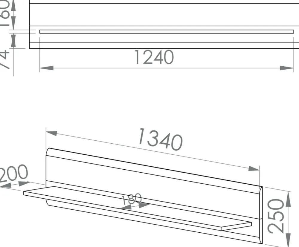 Półki>ML Meble Półka na książki do salonu 134 cm ADAGIO biały połysk