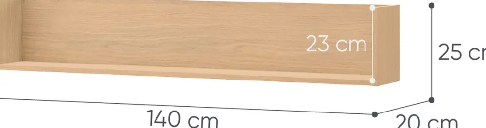 Meble Dla Dzieci|Meble Młodzieżowe>lenart. Półka wisząca 140 cm nowoczesna WOOW dąb vincenza