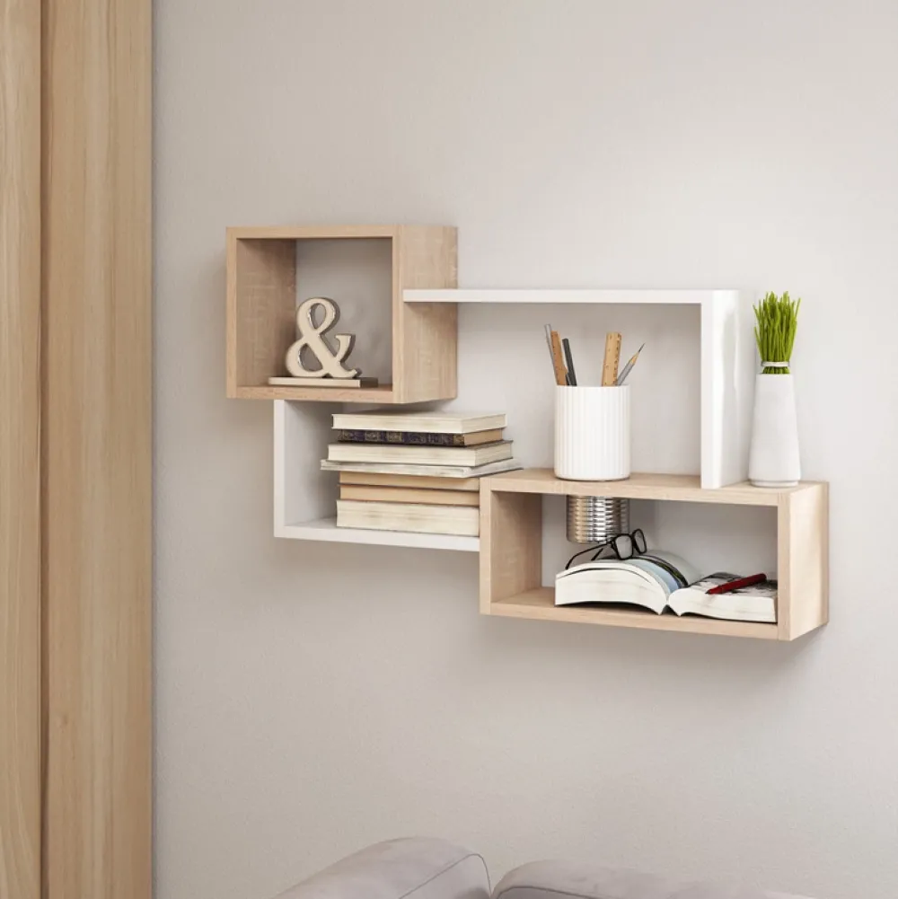 Meble Dla Dzieci|Półki>BRATEX Półka wisząca dąb sonoma biały TROIS 05