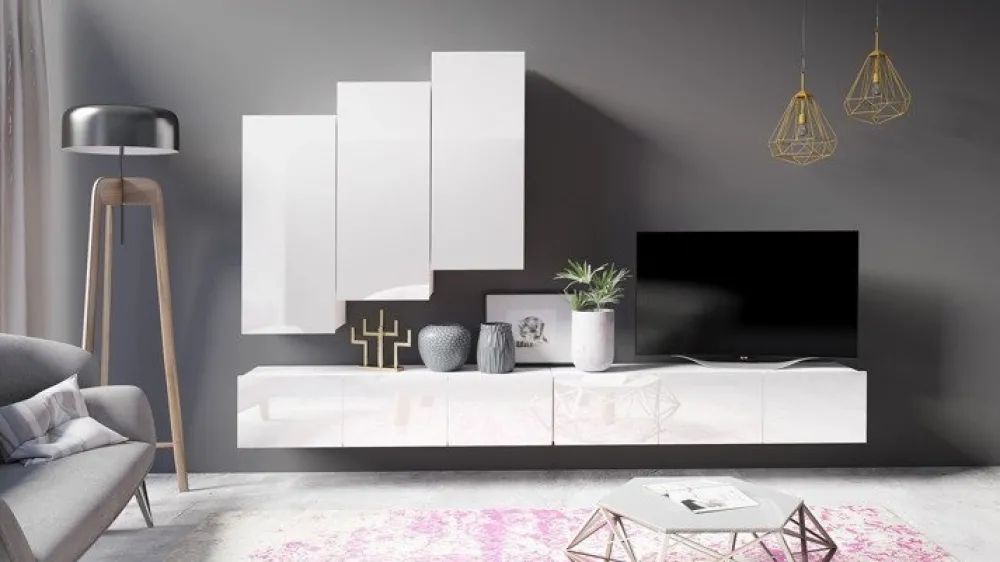 Zestawy Mebli Do Sypialni|Zestawy Mebli Do Salonu>GiB Meble Półka wisząca pionowa połysk MODERN biały