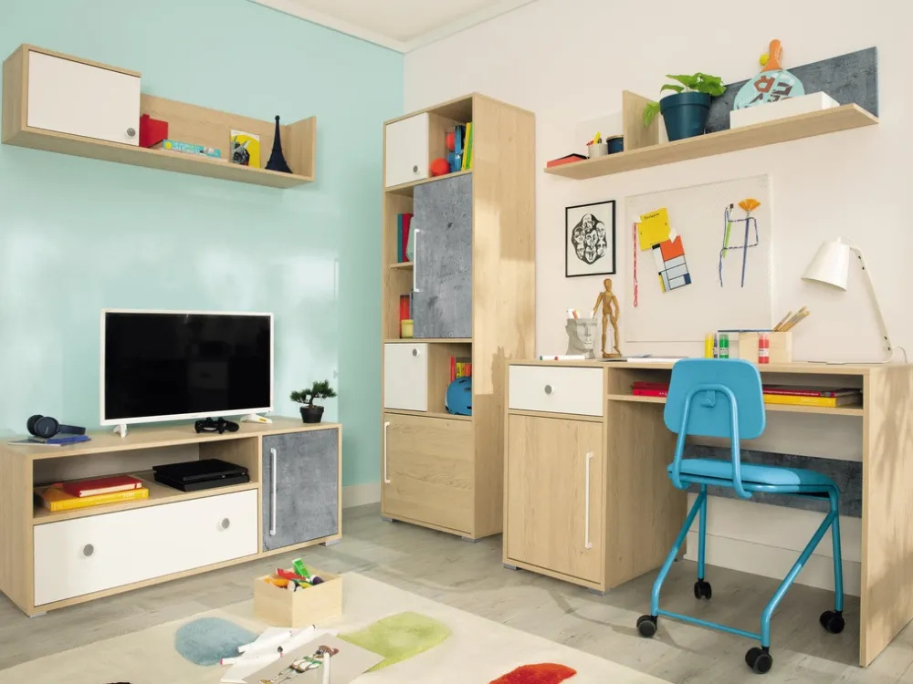 Zestawy Mebli Młodzieżowych|Półki>MEBLAR Półka wisząca z szafką 120 cm do pokoju młodzieżowego SLEEK