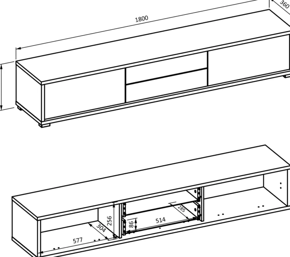 Szafki Rtv>Helvetia Podwieszana szafka RTV nowoczesna 180 cm z szufladami FRIDA