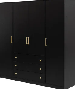 Meble Młodzieżowe|Szafy Do Przedpokoju>Stolar Pojemna czarna szafa 196 cm do sypialni w stylu retro PRESTO czarny