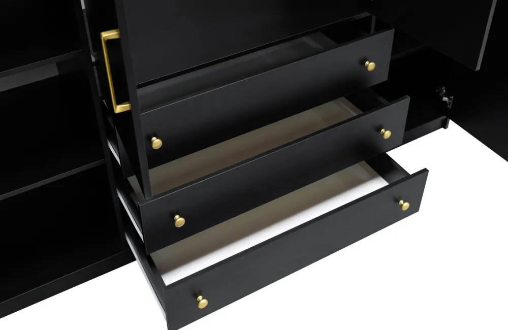 Meble Młodzieżowe|Szafy Do Przedpokoju>Stolar Pojemna czarna szafa 196 cm do sypialni w stylu retro PRESTO czarny