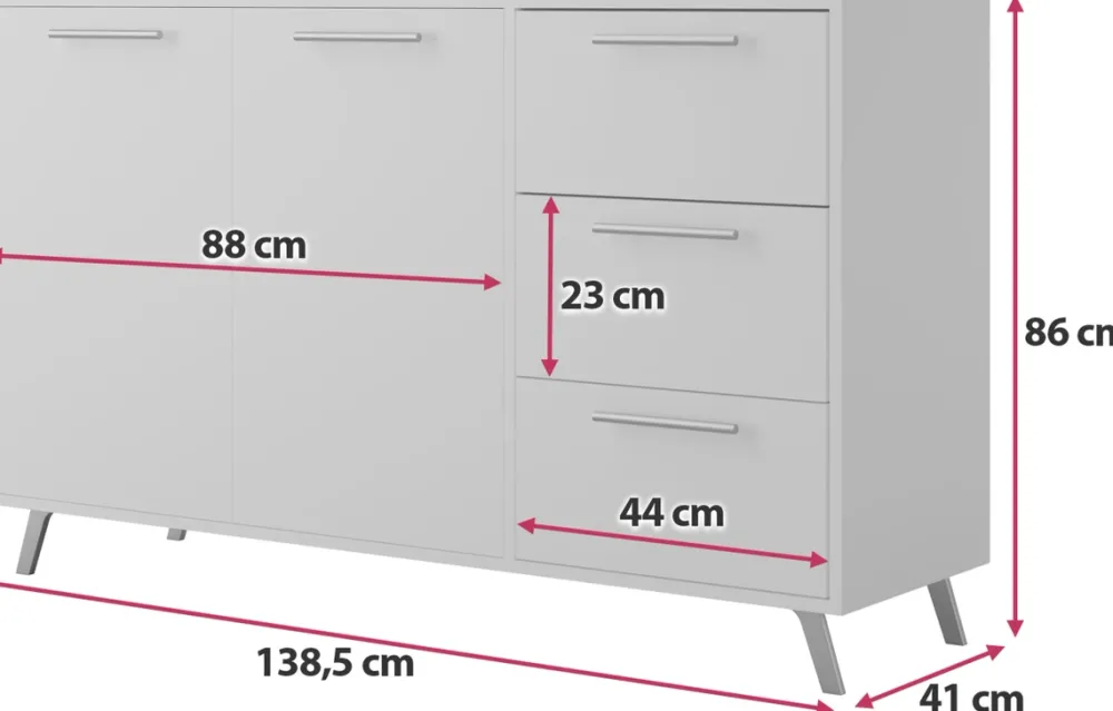 Komody>Stolar Pojemna dwudrzwiowa komoda z szufladami 140 cm BILL dąb sonoma