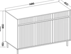 Zestawy Mebli Do Salonu></noscript>Lempert Pojemna frezowana komoda z szufladami do salonu 148 cm OMEGA dąb evoke