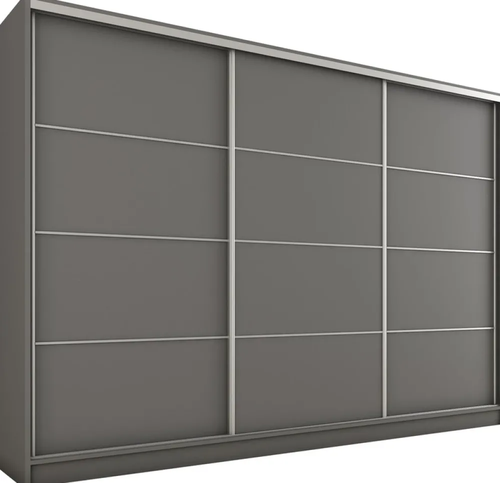 Zestawy Mebli Do Przedpokoju|Szafy Trzydrzwiowe>BROMARKT Pojemna owa szafa przesuwna do sypialni 280 cm TOP grafit