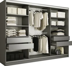 Zestawy Mebli Do Przedpokoju|Szafy Trzydrzwiowe>BROMARKT Pojemna owa szafa przesuwna do sypialni 280 cm TOP grafit