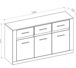 Zestawy Mebli Do Sypialni|Komody>lenart. Pojemna komoda 160 cm drzwi szuflady półki IDEA