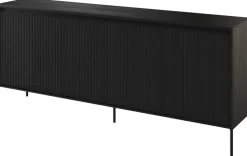 Komody|Zestawy Mebli Do Salonu>lenart. Pojemna komoda nowoczesna do salonu z frezowanymi frontami TREND czarny