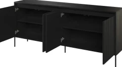 Komody|Zestawy Mebli Do Salonu>lenart. Pojemna komoda nowoczesna do salonu z frezowanymi frontami TREND czarny