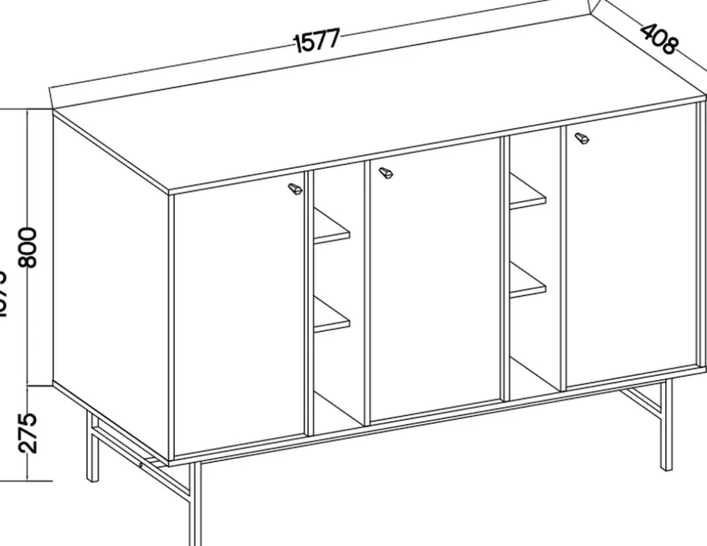 Komody>Lempert Pojemna komoda trzydrzwiowa 160 cm do salonu TOKEN eukaliptus