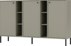 Komody>Lempert Pojemna komoda trzydrzwiowa z półkami do salonu 160 cm TOKEN eukaliptus