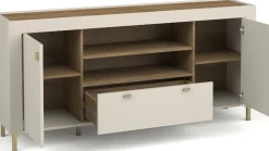 Zestawy Mebli Do Sypialni|Zestawy Mebli Do Salonu>DOLMAR Pojemna komoda z drzwiami i szufladą 177 cm MISTY cashmere kaszmir