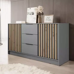 Komody>PIASKI Pojemna komoda z szufladami szara KELLY