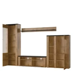 Zestawy Mebli Do Salonu|Meblościanki>Helvetia Pojemna meblościanka LARONA orzech satin