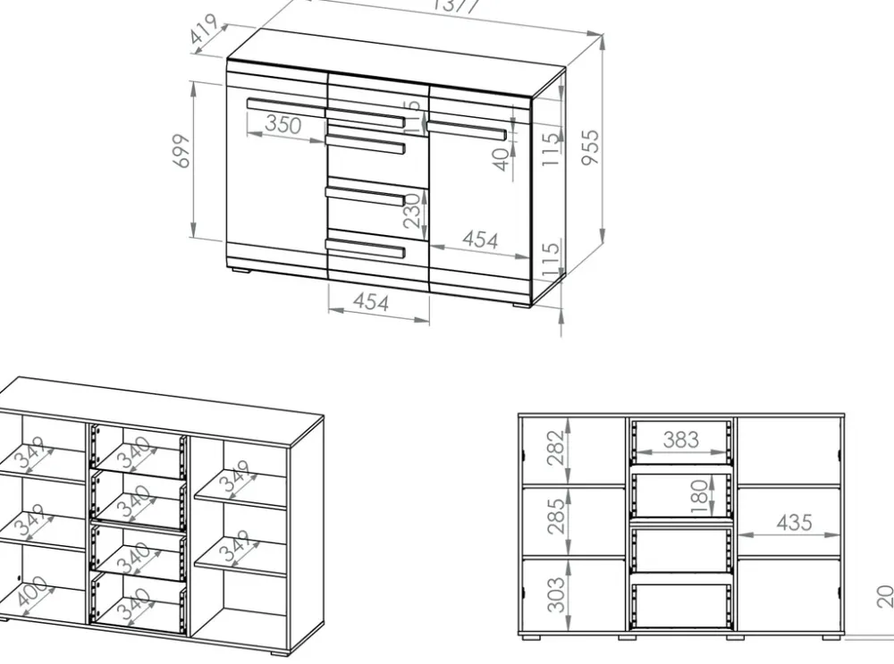Zestawy Mebli Do Sypialni|Zestawy Mebli Do Salonu>ML Meble Pojemna nowoczesna komoda z szufladami 138 cm BLANCO