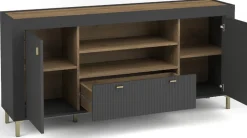 Komody>DOLMAR Pojemna nowoczesna komoda z drzwiami i szufladą 177 cm MISTY czarny