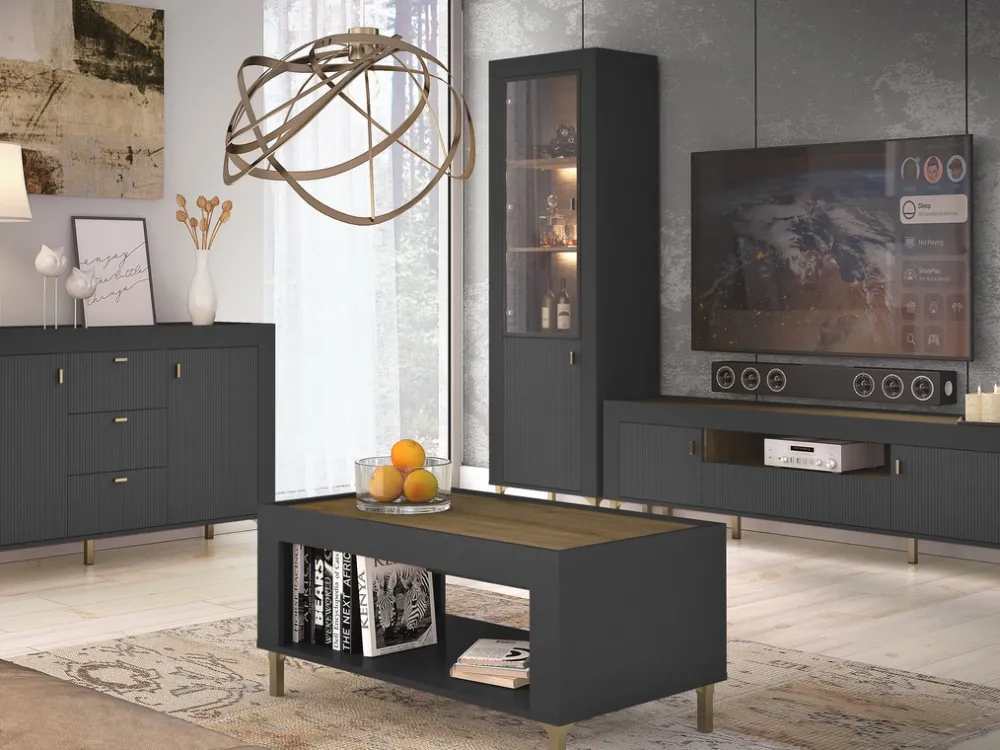 Komody>DOLMAR Pojemna nowoczesna komoda z drzwiami i szufladą 177 cm MISTY czarny