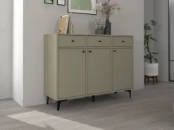 Komody>Lempert Pojemna nowoczesna komoda z drzwiami i szufladami 125 cm TOKEN eukaliptus