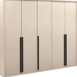 Zestawy Mebli Do Przedpokoju|Szafy Do Przedpokoju>Stolar Pojemna pięciodrzwiowa szafa uchylna 255 cm beż piaskowy GENEWA