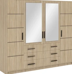 Meble Młodzieżowe|Zestawy Mebli Do Przedpokoju>Stolar Pojemna szafa 240 cm z lustrem i półkami do sypialni BILL dąb sonoma