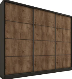 Zestawy Mebli Do Przedpokoju|Szafy Trzydrzwiowe>BROMARKT Pojemna szafa przesuwna 250 cm LOFT MAX dąb lefkas