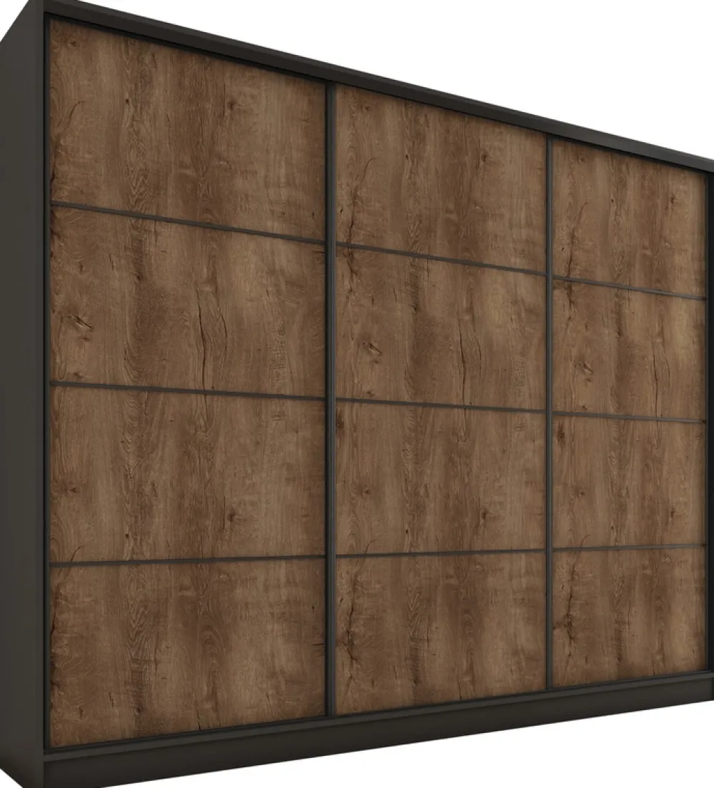 Zestawy Mebli Do Przedpokoju|Szafy Trzydrzwiowe>BROMARKT Pojemna szafa przesuwna 250 cm LOFT MAX dąb lefkas