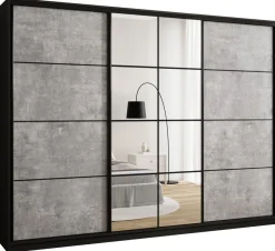 Zestawy Mebli Do Przedpokoju|Szafy Trzydrzwiowe>BROMARKT Pojemna szafa przesuwna 280 cm z lustrem i drążkami EDGE