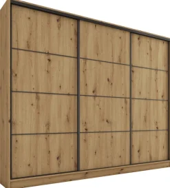 Zestawy Mebli Do Przedpokoju|Szafy Trzydrzwiowe>BROMARKT Pojemna szafa przesuwna 250 cm LOFT MAX dąb artisan