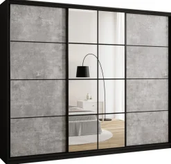 Szafy Trzydrzwiowe|Szafy Do Przedpokoju>BROMARKT Pojemna szafa przesuwna 250 cm z lustrem do sypialni EDGE
