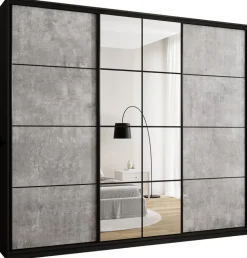 Zestawy Mebli Do Przedpokoju|Szafy Trzydrzwiowe>BROMARKT Pojemna szafa przesuwna do sypialni z lustrem 280 cm EDGE MAX