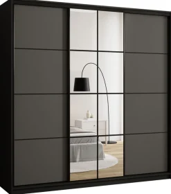 Zestawy Mebli Do Przedpokoju|Szafy Trzydrzwiowe>BROMARKT Pojemna szafa przesuwna do sypialni 200 cm z lustrem EDGE