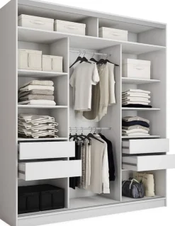 Zestawy Mebli Do Przedpokoju|Szafy Trzydrzwiowe>BROMARKT Pojemna szafa przesuwna do sypialni 200 cm TOP MAX biały