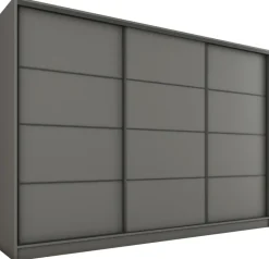 Zestawy Mebli Do Przedpokoju|Szafy Trzydrzwiowe>BROMARKT Pojemna szafa przesuwna z szufladami i półkami 250 cm LOFT grafit