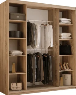 Meble Młodzieżowe|Zestawy Mebli Do Przedpokoju>Meblohand Pojemna szafa przesuwna z lustrem 180 cm do sypialni HOT dąb sonoma