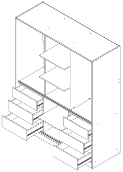 Zestawy Mebli Do Przedpokoju|Szafy Trzydrzwiowe>JUREK Pojemna szafa przesuwna z szufladami i lustrem 180 cm HORIZON