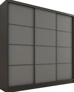 Szafy Trzydrzwiowe|Szafy Do Przedpokoju>BROMARKT Pojemna szafa przesuwna z szufladami i półkami 180 cm LOFT grafit