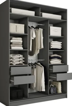 Zestawy Mebli Do Przedpokoju|Szafy Trzydrzwiowe>BROMARKT Pojemna szafa przesuwna z lustrem 150 cm LOFT MAX