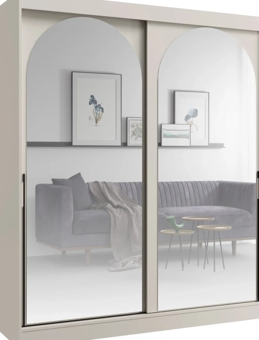 Meble Młodzieżowe|Zestawy Mebli Do Przedpokoju>JUREK Pojemna szafa przesuwna z lustrami 180 cm drzwi MORIN kaszmir