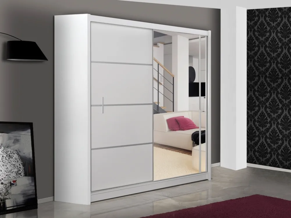 Szafy Dwudrzwiowe|Szafy Do Przedpokoju>Stolar Pojemna szafa przesuwna z lustrem 180 cm VOTIS dąb sonoma