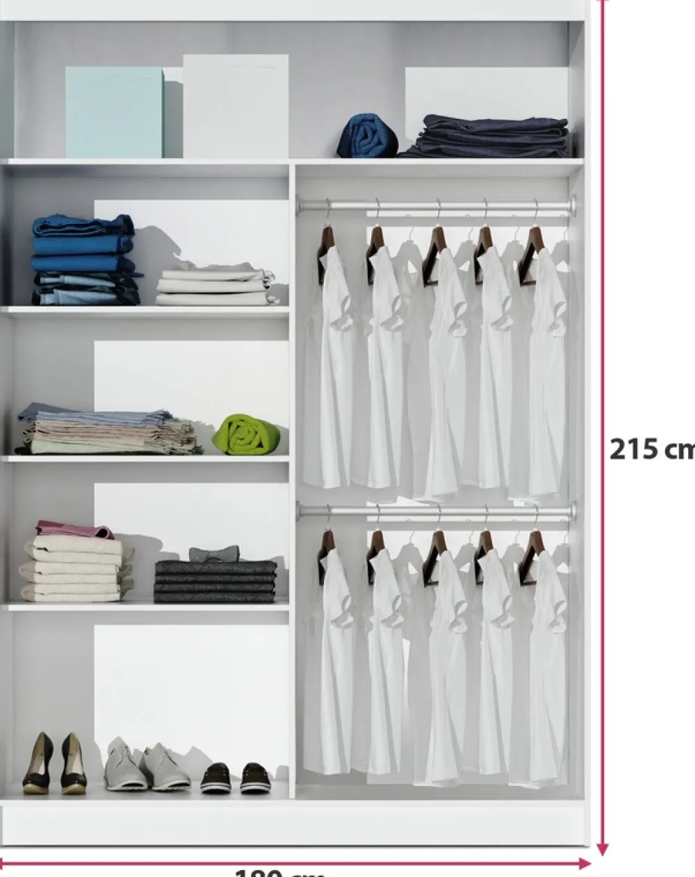 Szafy Dwudrzwiowe|Szafy Do Przedpokoju>Stolar Pojemna szafa przesuwna z lustrem 180 cm VOTIS dąb sonoma