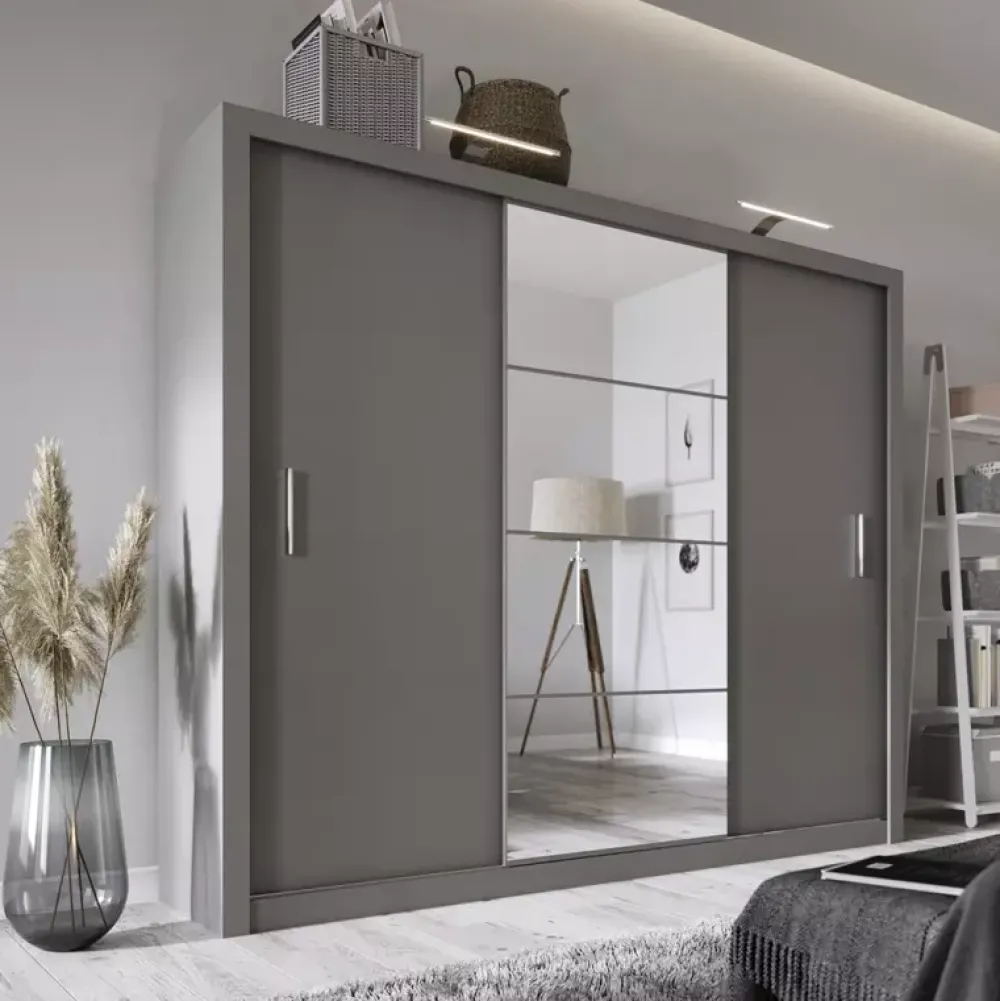 Zestawy Mebli Do Sypialni|Szafy Trzydrzwiowe>lenart. Pojemna szafa przesuwna z lustrem 250 cm do sypialni IDEA
