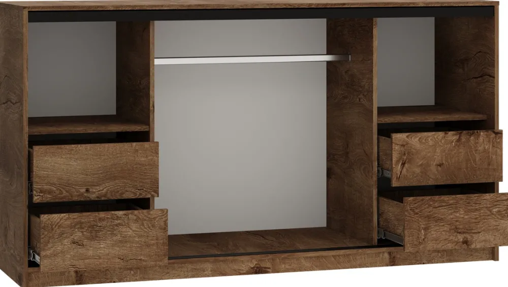 Komody>BROMARKT Pojemna trzydrzwiowa komoda z szufladami LOFT 180 cm dąb lefkas