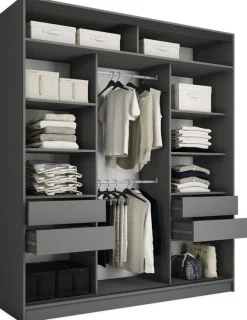 Zestawy Mebli Do Przedpokoju|Szafy Trzydrzwiowe>BROMARKT Pojemna trzydrzwiowa szafa przesuwna 200 cm LOFT MAX