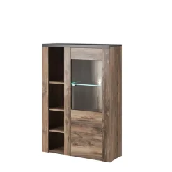 Witryny>Helvetia Pojemna witryna stojąca LARONA orzech satin