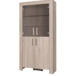 Zestawy Mebli Do Salonu|Witryny>JUREK Pojemna wysoka witryna stojąca 100 cm z drzwiami szklanymi KING meble do salonu